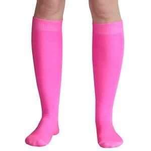 Thin Solid Neon Pink Socks